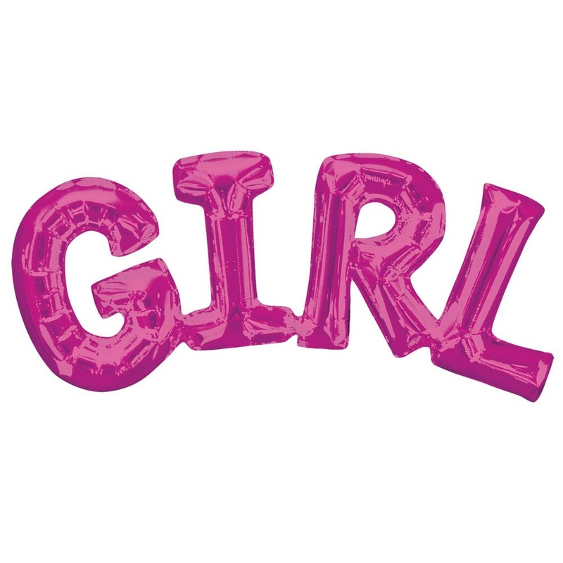Balloon Air-Filled Phrase "Girl" Pink