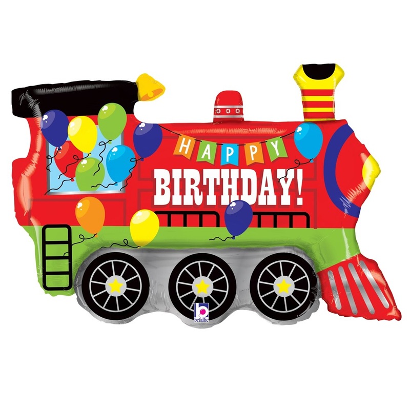 Betallic Birthday Party Train 33 inch Shaped Foil Balloon Packaged 1ct