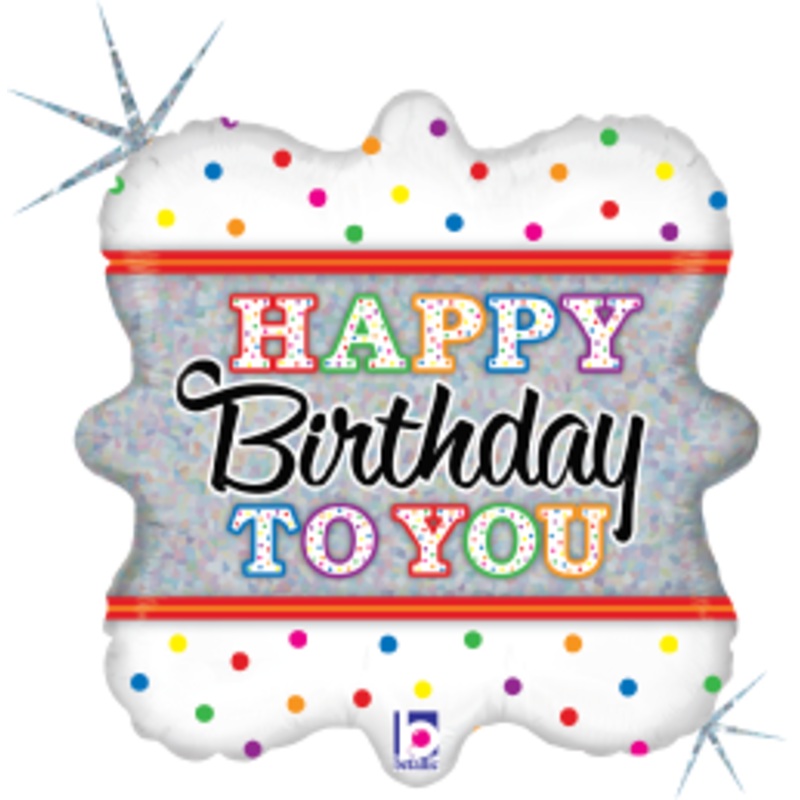 Betallic Candle Birthday to You 18 inch Square Holographic Balloon Packaged 1ct