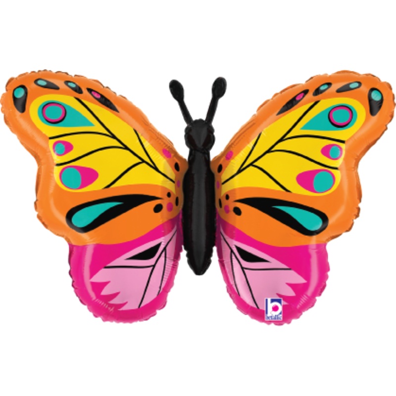 Betallic Color Butterfly 30 inch Shaped Foil Balloon Packaged 1ct
