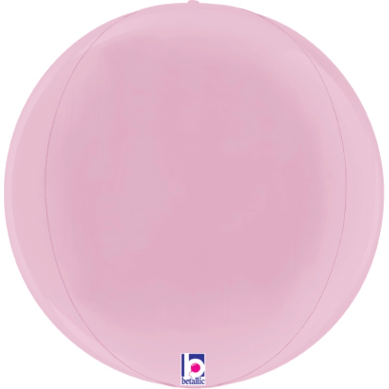 Betallic Dimensionals Pastel Pink Globe 15 inch Multi-Sided Shaped Foil Balloon Packaged 1ct