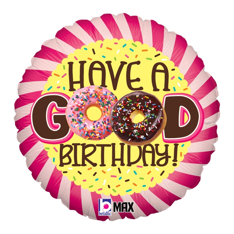 Betallic Donut Birthday 18 inch MAX Float Balloon Packaged 1ct