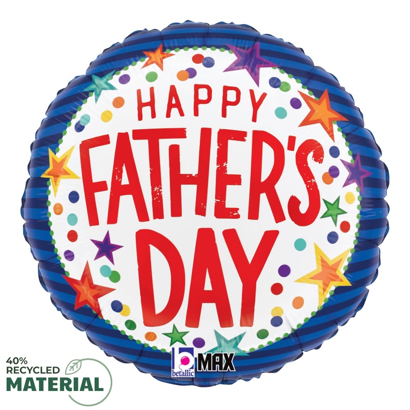 Betallic Father's Day Stars 18 inch MAX Float 40 Percent Recycled Round Balloon 1ct