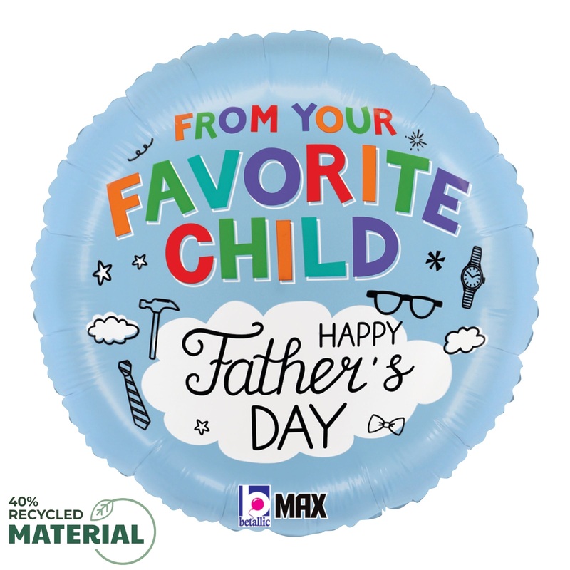 Betallic Favorite Child Father's Day Doodles 18 inch MAX Float 40 Percent Recycled Round Balloon 1ct