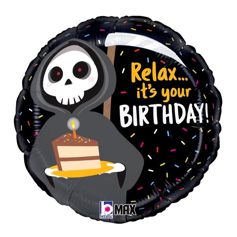 Betallic Grim Reaper Birthday 18 inch MAX Float Round Foil Balloon Packaged