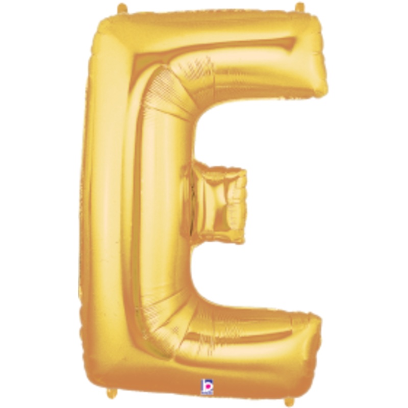 Betallic Letter E Gold 34 inch Shaped Foil Balloon Packaged 1ct