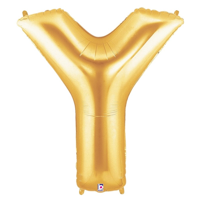 Betallic Letter Y Gold 34 inch Shaped Foil Balloon Packaged 1ct