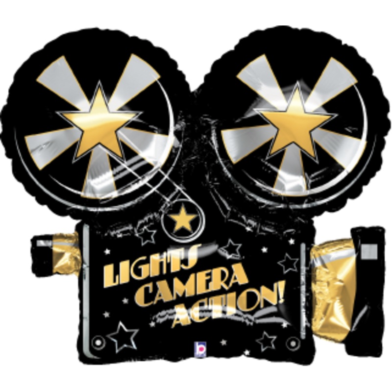 Betallic Lights Camera Action! 29 inch Shaped Foil Balloon Packaged 1ct