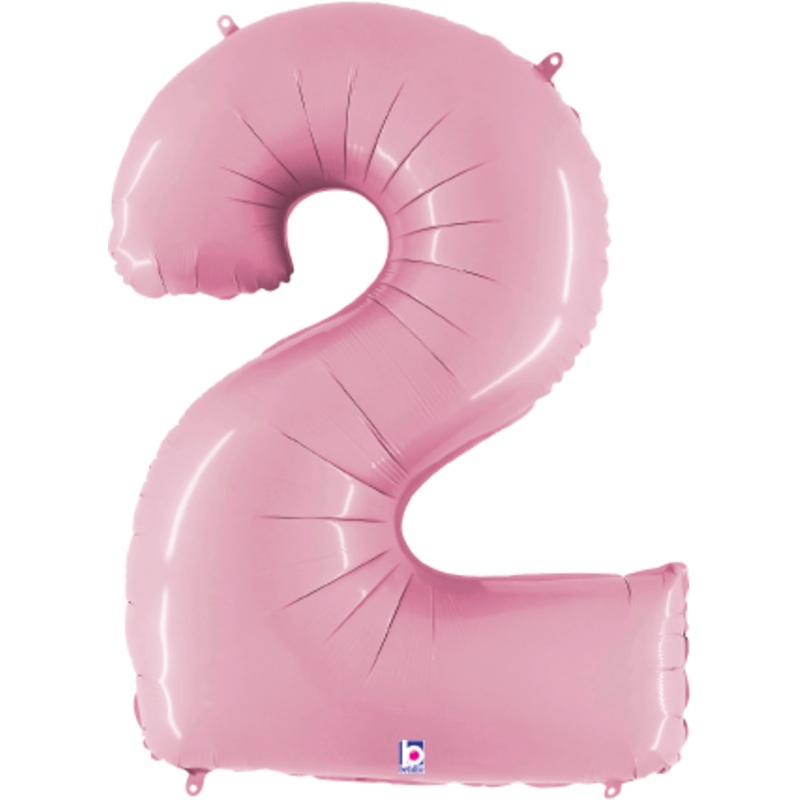 Betallic Number 2 Pastel Pink 34 inch Shaped Foil Balloon Packaged 1ct