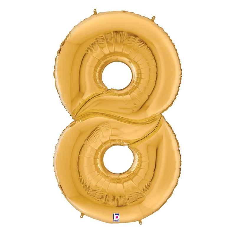Betallic Number 8 Gold 53 inch Shaped Foil Balloon Packaged 1ct