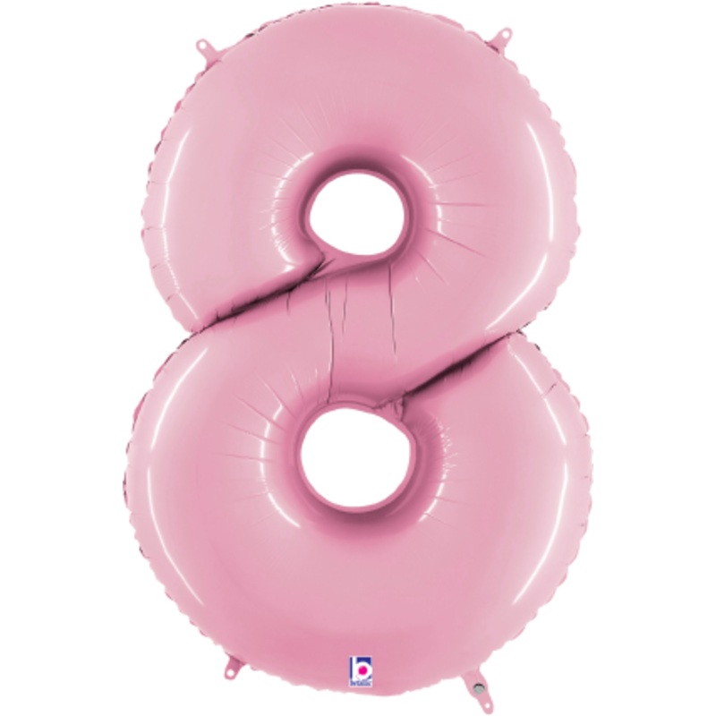 Betallic Number 8 Pastel Pink 34 inch Shaped Foil Balloon Packaged 1ct