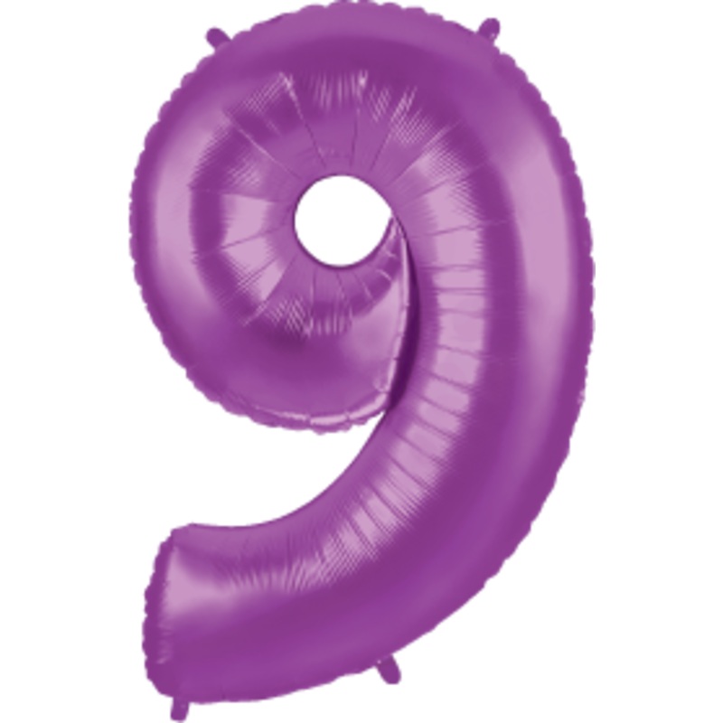 Betallic Number 9 Purple 34 inch Shaped Foil Balloon Packaged 1ct