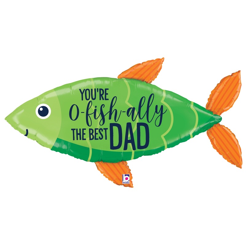 Betallic O'Fishally Best Dad 38 inch Shaped Foil Balloon Packaged 1ct