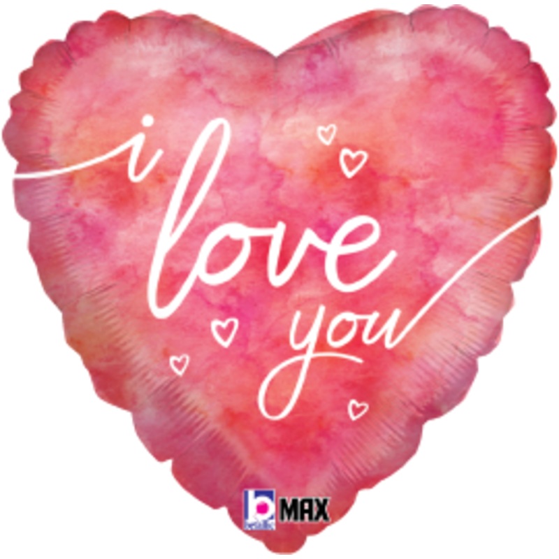 Betallic Watercolor I Love You 18 inch MAX Float Balloon Packaged 1ct