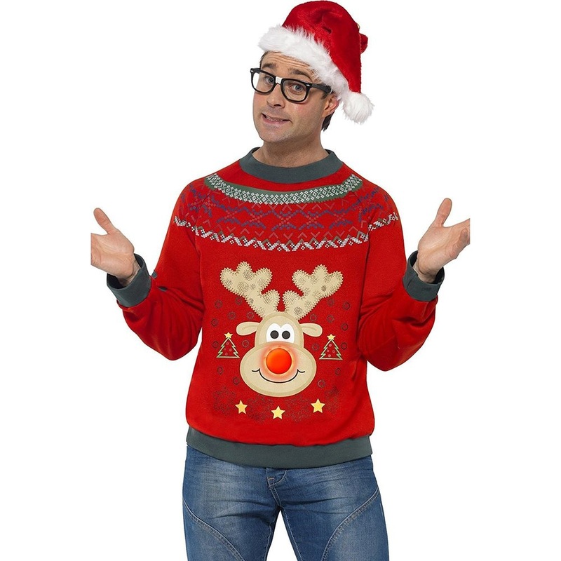 Christmas Jumper Costume with Embroidered Badges and LED Lights