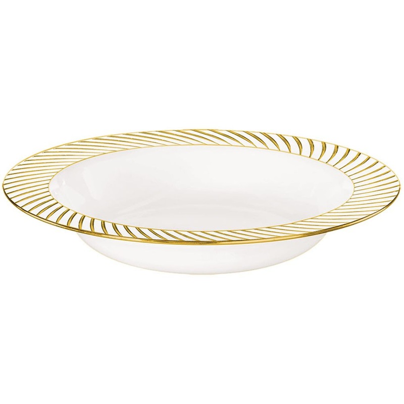 Gold Swirled White Plastic 12oz Bowls (10 ct)