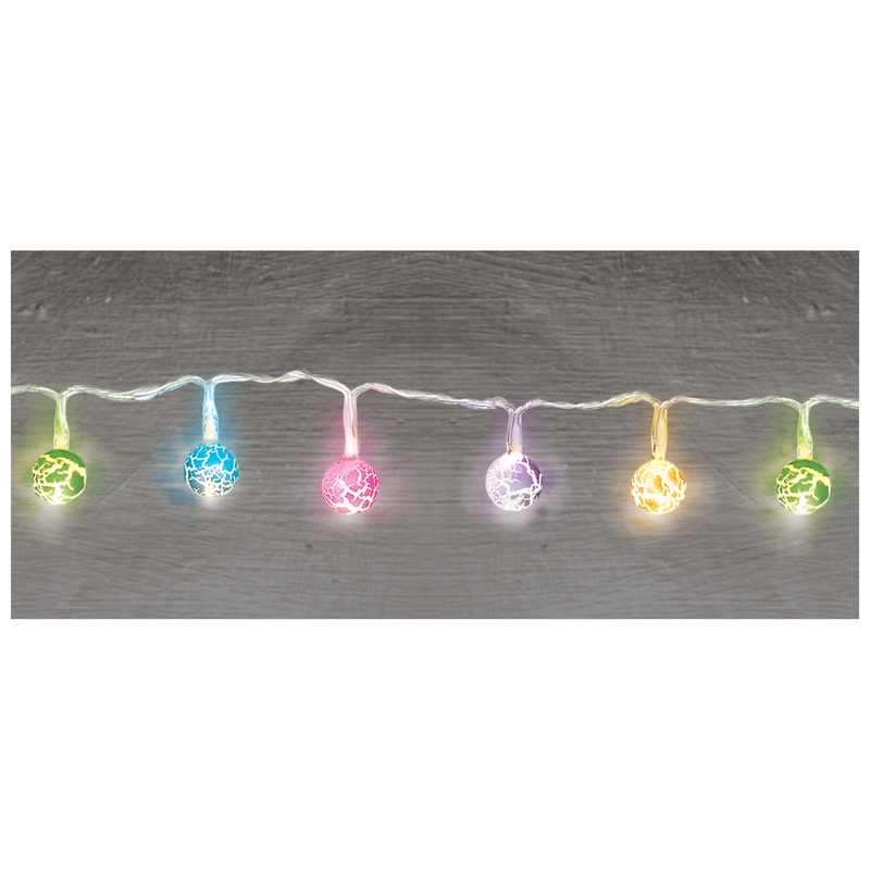 Mini Globes Colored Crackle Battery Operated LED String Lights
