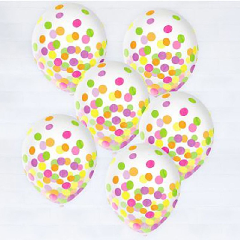 Neon Colors Confetti Filled Clear Latex Balloon