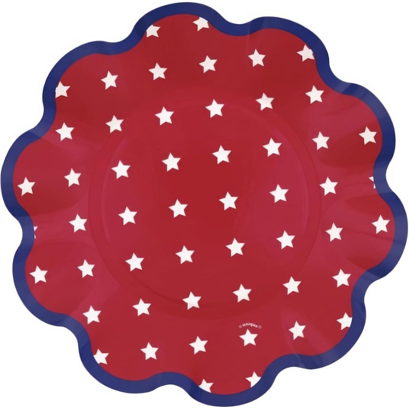 Peppy Patriotic Ruufled Edge Dessert Plates (8ct)