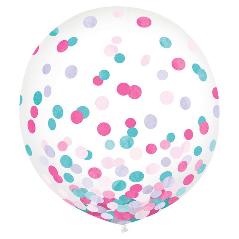 Pink, Turquoise, Lavendar Confetti Filled Latex Balloons, 6ct