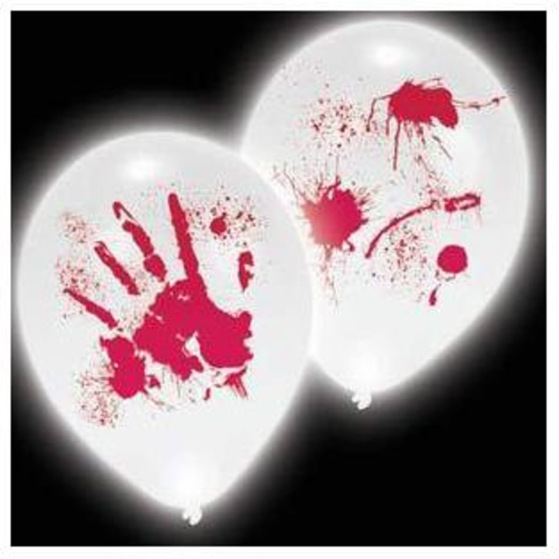 11 Inch Bloody Hand Prints LED Latex Balloons 4pk