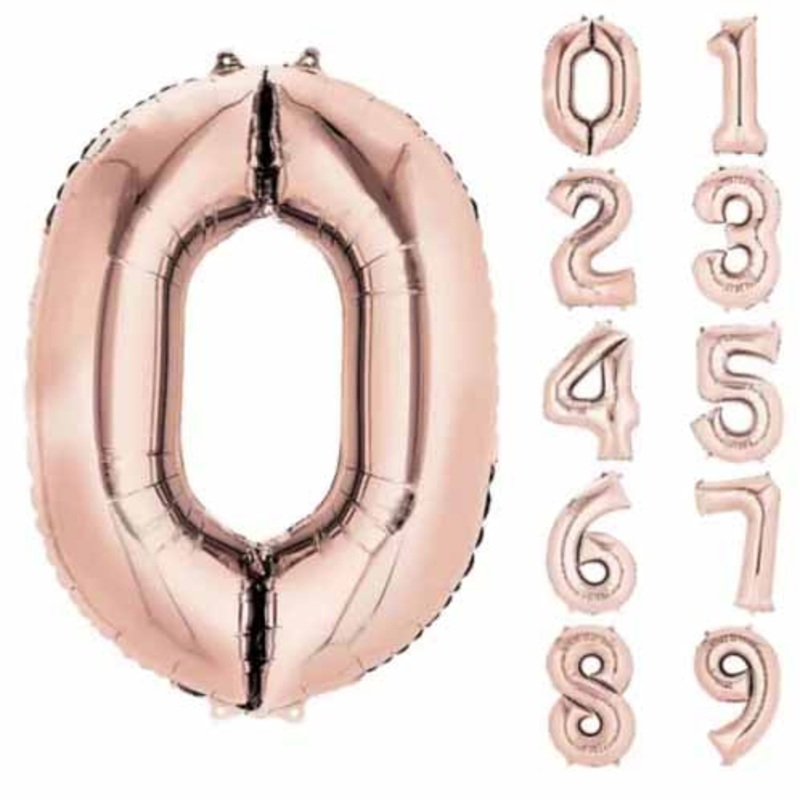 16" Rose Gold Number Balloon - Air-filled