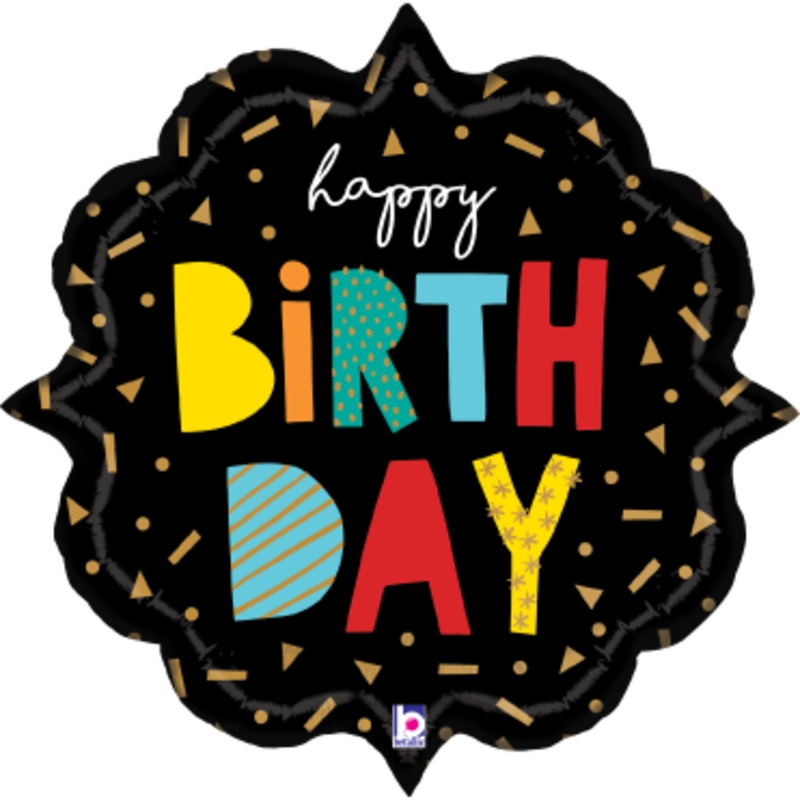 Betallic Birthday Ornate Diamond 24 inch Shaped Foil Balloon Packaged 1ct