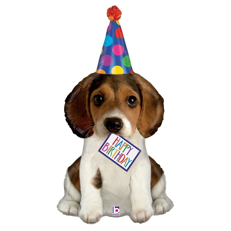 Betallic Birthday Puppy 37 inch Shaped Foil Balloon Packaged 1ct