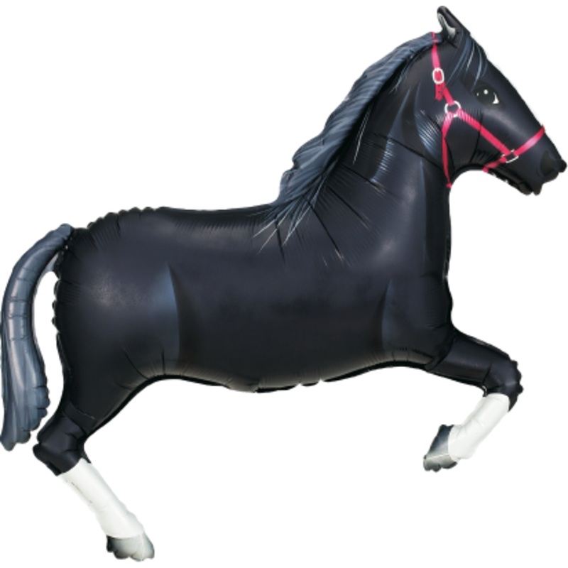 Betallic Black Horse 34 inch Shaped Foil Balloon Packaged 1ct
