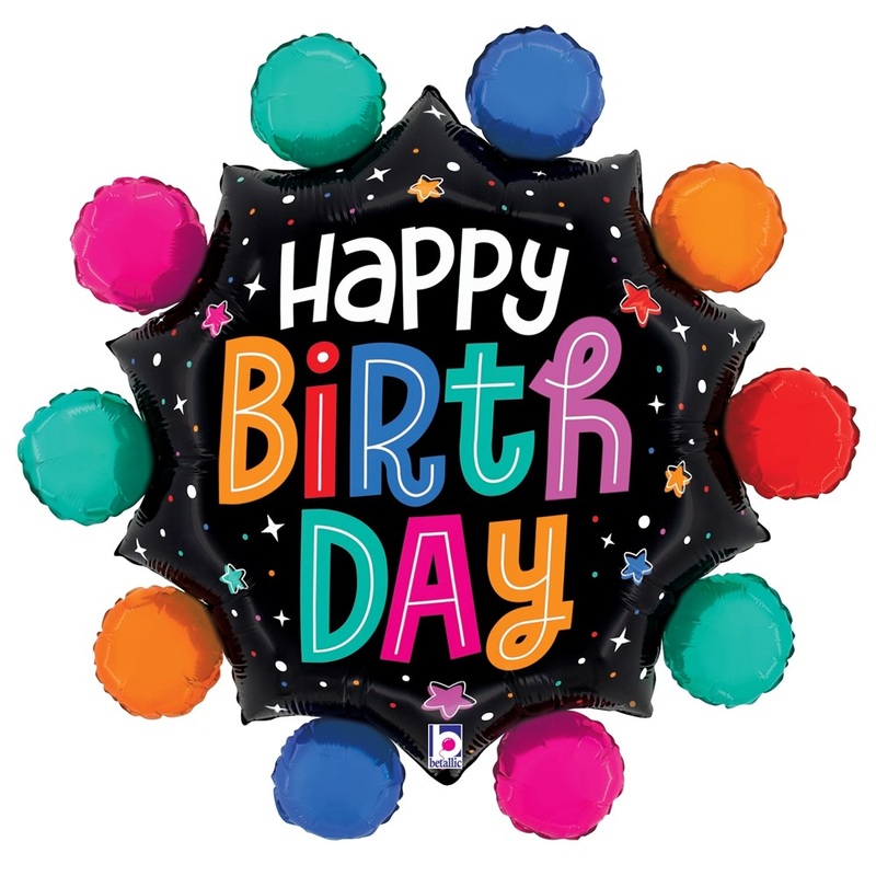 Betallic Colorful Circles Birthday 29 inch Foil Balloon Packaged