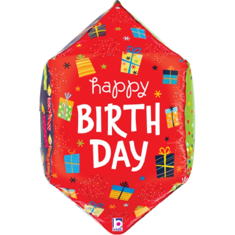 Betallic Dimensional Birthday 22 inch Shaped Foil Balloon Packaged (D3) 1ct