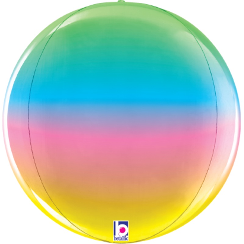 Betallic Dimensionals Rainbow Globe 15 inch Multi-Sided Shaped Foil Balloon Packaged 1ct