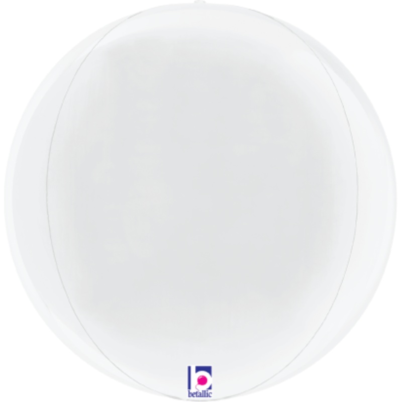Betallic Dimensionals White Globe 15 inch Multi-Sided Shaped Foil Balloon Packaged 1ct