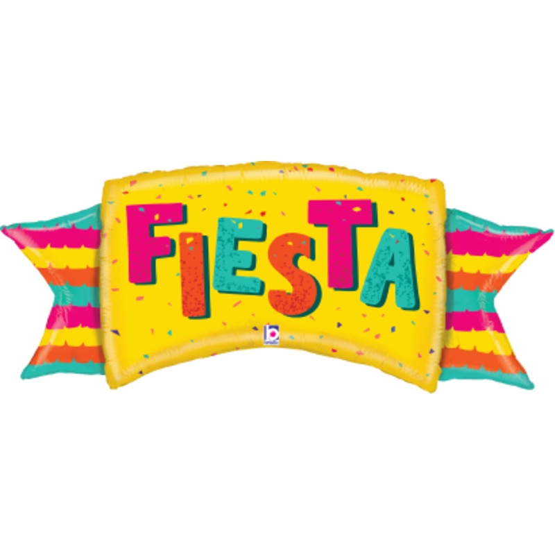 Betallic Fiesta Banner 39 inch Shaped Foil Balloon Packaged 1ct