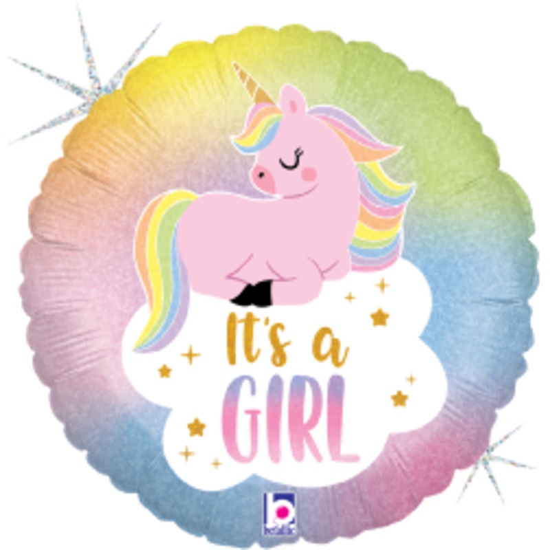 Betallic Glitter Pastel Unicorn Baby 18 inch Glitter Holographic Balloon Packaged 1ct