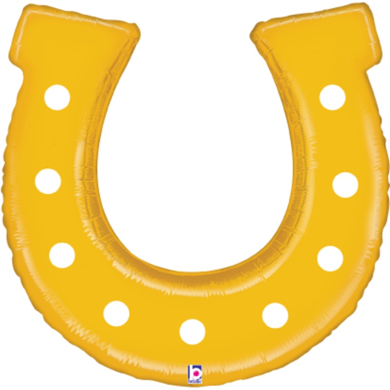 Betallic Golden Horseshoe 25 inch Shaped Foil Balloon Balloon Packaged 1ct