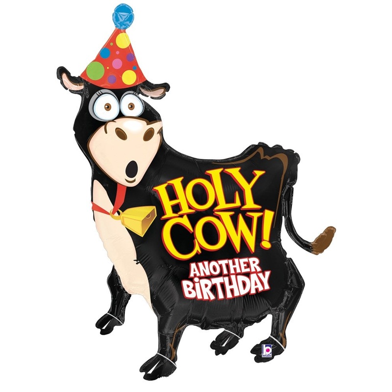 Betallic Holy Cow Birthday 38 inch Shaped Foil Balloon Packaged 1ct