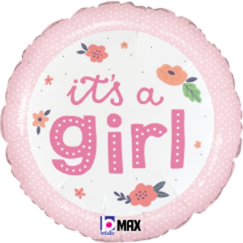 Betallic It's a Girl Onesie 18 inch MAX Float Round Balloon Packaged 1ct