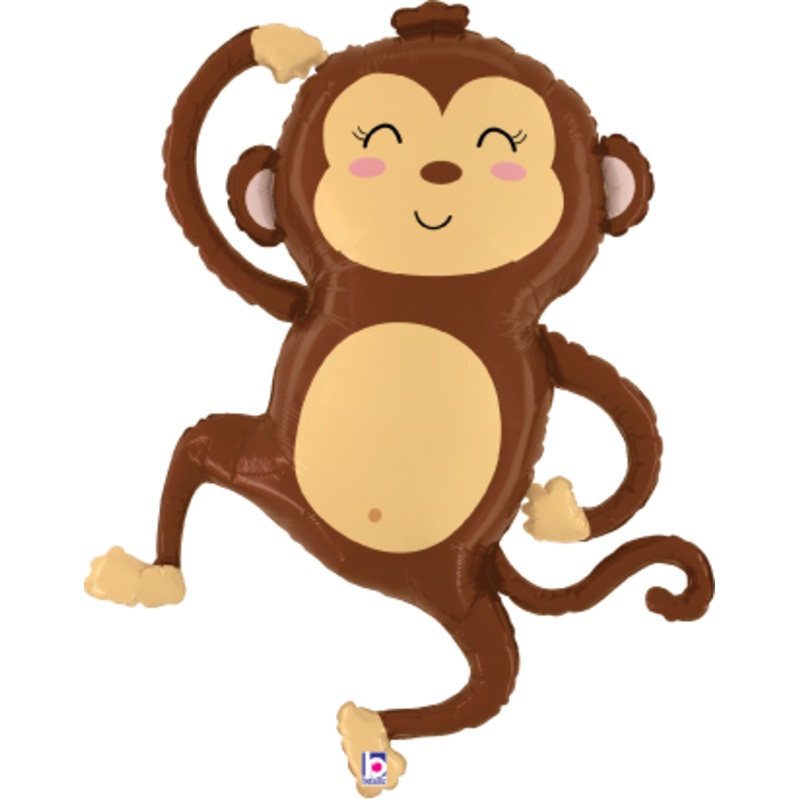 Betallic Jungle Monkey 33 inch Shaped Foil Balloon Packaged 1ct