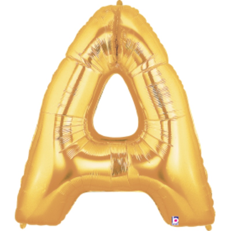 Betallic Letter A Gold 34 inch Shaped Foil Balloon Packaged 1ct