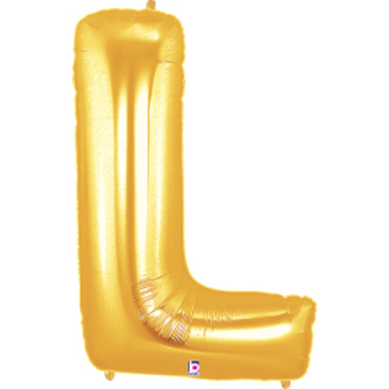 Betallic Letter L Gold 34 inch Shaped Foil Balloon Packaged 1ct