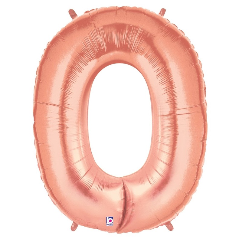 Betallic Letter O Rose Gold 34 inch Shaped Foil Balloon Packaged 1ct