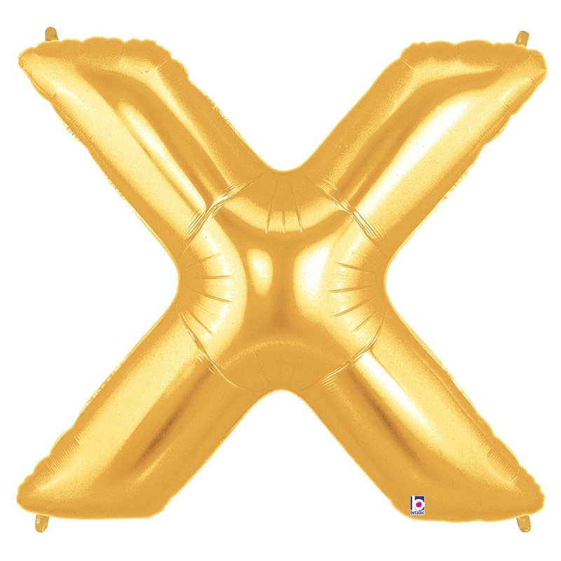 Betallic Letter X Gold 34 inch Shaped Foil Balloon Packaged 1ct