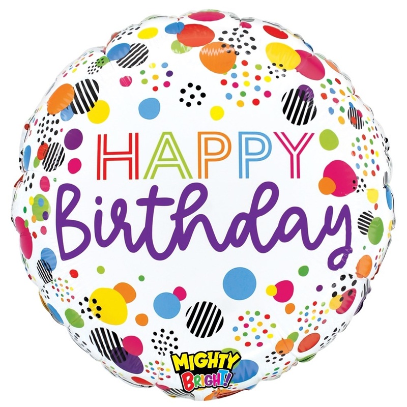 Betallic Mighty Birthday Dots 21 inch Mighty Bright Balloon Packaged 1ct