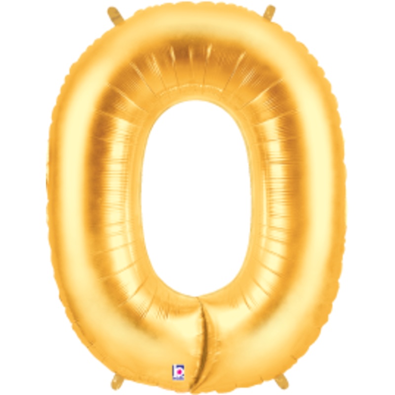 Betallic Number 0 Gold 34 inch Shaped Foil Balloon Packaged 1ct