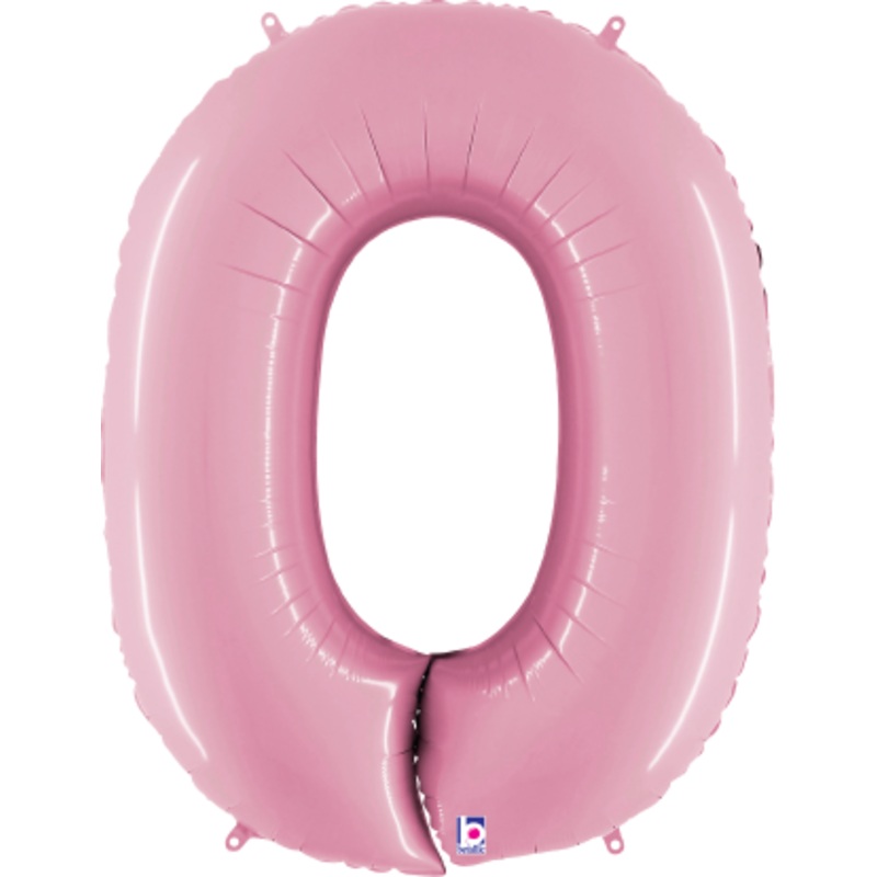 Betallic Number 0 Pastel Pink 34 inch Shaped Foil Balloon Packaged 1ct