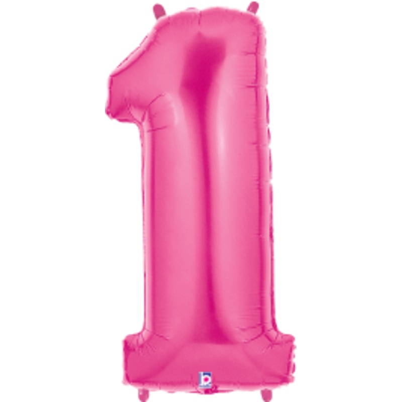 Betallic Number 1 Pink 34 inch Shaped Foil Balloon Packaged 1ct