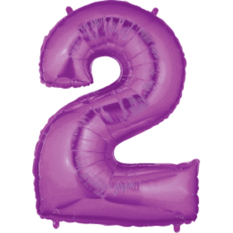 Betallic Number 2 Purple 34 inch Shaped Foil Balloon Packaged 1ct