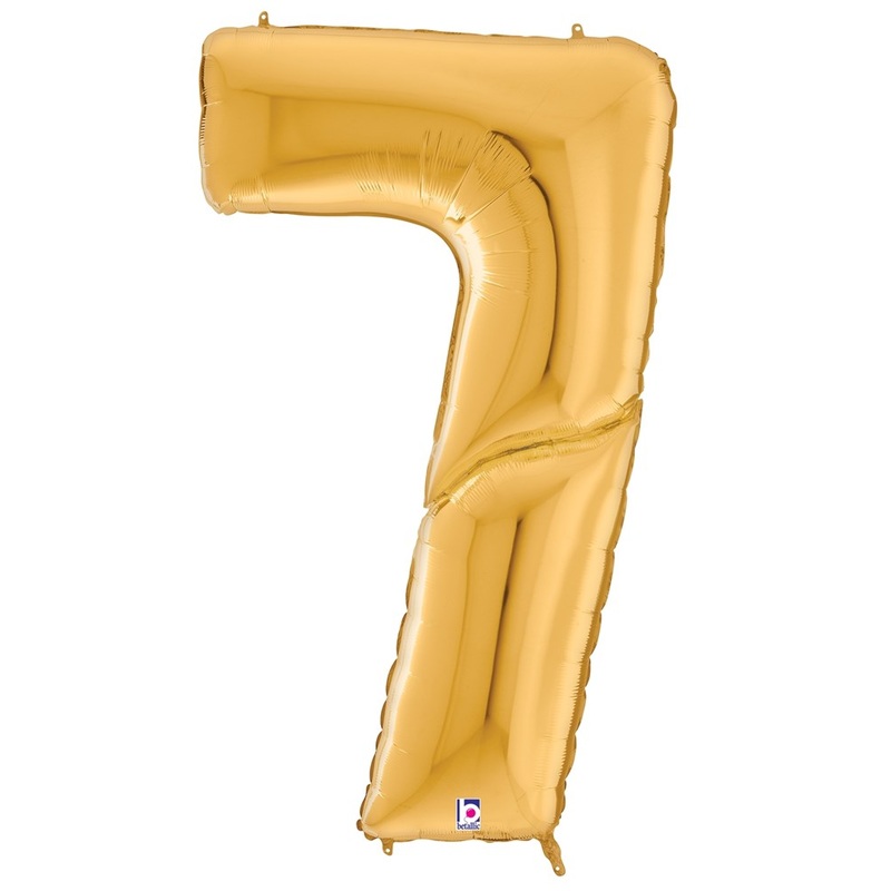 Betallic Number 7 Gold 53 inch Shaped Foil Balloon Packaged 1ct