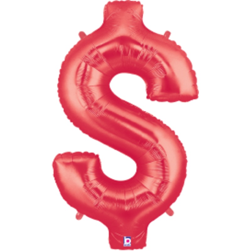 Betallic Number $ Red 34 inch Shaped Foil Balloon Packaged 1ct